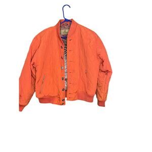 Vintage Liz Wear Quilted Orange Bomber Jacket Petite Medium 80s *Flaws*
